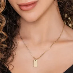 Online Gabriel & Co. 14K Yellow Gold Dog Tag Pendant Hollow Chain Necklace