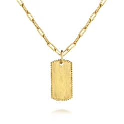 Online Gabriel & Co. 14K Yellow Gold Dog Tag Pendant Hollow Chain Necklace