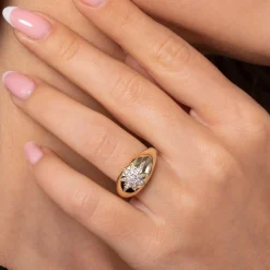 New Gabriel & Co. 14K Yellow Gold Domed Diamond Star Ring
