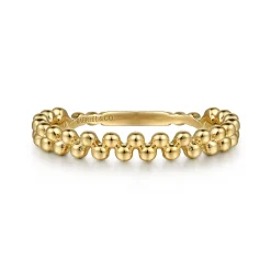 New Gabriel & Co. 14K Yellow Gold Double Row Bujukan Beads Stackable Ring