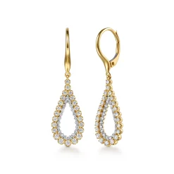 Hot Gabriel & Co. 14K Yellow Gold Double Row Diamond Huggie Drop Earrings