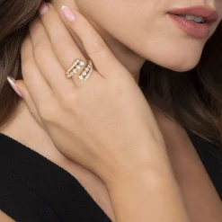 Online Gabriel & Co. 14K Yellow Gold Double Row Diamond Bypass Ladies Ring