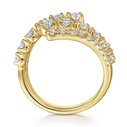 Online Gabriel & Co. 14K Yellow Gold Double Row Diamond Bypass Ladies Ring