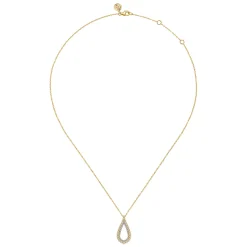 Sale Gabriel & Co. 14K Yellow Gold Double Row Diamond Tear Drop Pendant Necklace