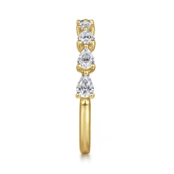 Gabriel & Co. 14K Yellow Gold East West Prong Set Pear Shape Diamond Anniversary Band - 0.64 ct