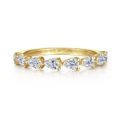 Gabriel & Co. 14K Yellow Gold East West Prong Set Pear Shape Diamond Anniversary Band - 0.64 ct