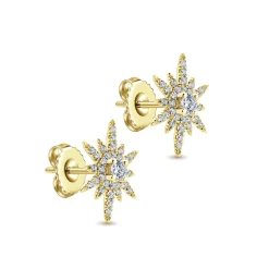 Best Gabriel & Co. 14K Yellow Gold Elongated Diamond Starburst Earrings