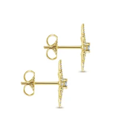 Best Gabriel & Co. 14K Yellow Gold Elongated Diamond Starburst Earrings