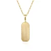 New Gabriel & Co. 14K Yellow Gold Elongated Dog Tag Pendant Hollow Chain Necklace