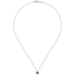 Online Gabriel & Co. 14K Yellow Gold Emerald and Diamond Halo Pendant Necklace