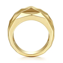 Discount Gabriel & Co. 14K Yellow Gold Faceted Geometric Cigar Band