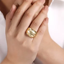 Discount Gabriel & Co. 14K Yellow Gold Faceted Geometric Cigar Band