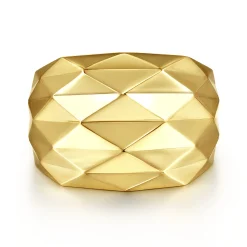 Discount Gabriel & Co. 14K Yellow Gold Faceted Geometric Cigar Band