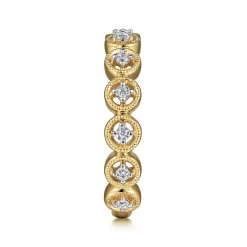 New Gabriel & Co. 14K Yellow Gold Floating Diamond Station Stackable Ring
