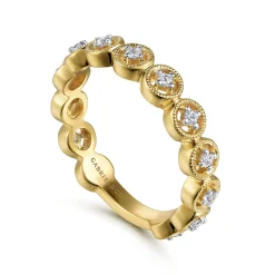 New Gabriel & Co. 14K Yellow Gold Floating Diamond Station Stackable Ring