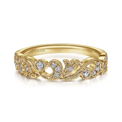 Outlet Gabriel & Co. 14K Yellow Gold Floral Diamond Anniversary Band - 0.15 ct