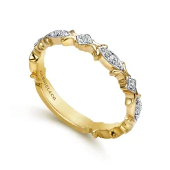 Gabriel & Co. 14K Yellow Gold Floral Diamond Stackable Ring