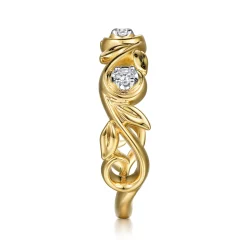 Gabriel & Co. 14K Yellow Gold Floral Diamond Stackable Ring