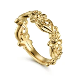 Sale Gabriel & Co. 14K Yellow Gold Floral Garden Stackable Ring