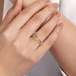 Sale Gabriel & Co. 14K Yellow Gold Floral Garden Stackable Ring