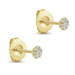 Clearance Gabriel & Co. 14K Yellow Gold Floral Inspired Diamond Stud Earrings