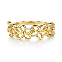 Sale Gabriel & Co. 14K Yellow Gold Floral Stackable Ring