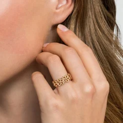 Sale Gabriel & Co. 14K Yellow Gold Floral Stackable Ring