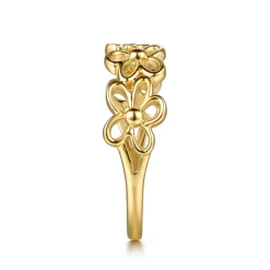 Sale Gabriel & Co. 14K Yellow Gold Floral Stackable Ring