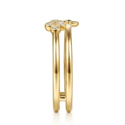 Gabriel & Co. 14K Yellow Gold Flower and Diamond Clover Easy Stackable Ring