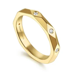 Clearance Gabriel & Co. 14K Yellow Gold Flush Setting Diamond Anniversary Band - 0.08 ct
