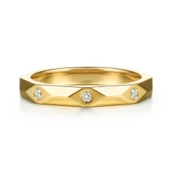 Clearance Gabriel & Co. 14K Yellow Gold Flush Setting Diamond Anniversary Band - 0.08 ct