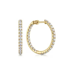 Gabriel & Co. 14K Yellow Gold French Pave 20mm Round Inside Out Diamond Hoop Earrings