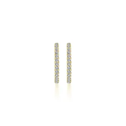 Gabriel & Co. 14K Yellow Gold French Pave 20mm Round Inside Out Diamond Hoop Earrings