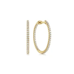 Gabriel & Co. 14K Yellow Gold French Pave 20mm Round Inside Out Diamond Hoop Earrings