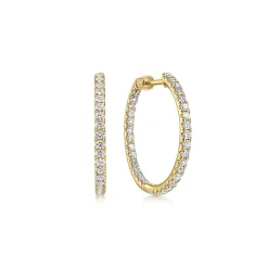 Sale Gabriel & Co. 14K Yellow Gold French Pave 20mm Round Inside Out Diamond Hoop Earrings