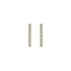 Gabriel & Co. 14K Yellow Gold French Pave 20mm Round Inside Out Diamond Hoop Earrings