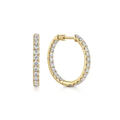 Gabriel & Co. 14K Yellow Gold French Pave 20mm Round Inside Out Diamond Hoop Earrings