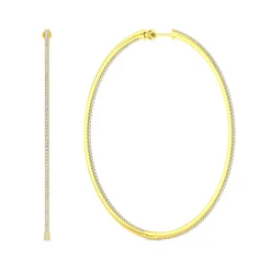 Outlet Gabriel & Co. 14K Yellow Gold French Pave 80mm Round Inside Out Diamond Hoop Earrings