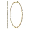 Gabriel & Co. 14K Yellow Gold French Pave 60mm Round Inside Out Diamond Classic Hoop Earrings