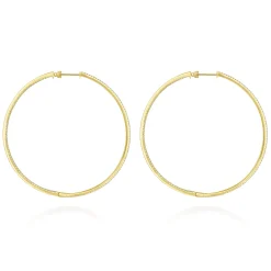 Sale Gabriel & Co. 14K Yellow Gold French Pave 70mm Round Inside Out Diamond Classic Hoop Earrings