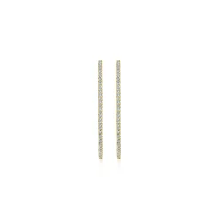 Gabriel & Co. 14K Yellow Gold French Pave 40mm Round Inside Out Diamond Hoop Earrings