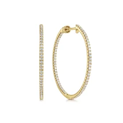Sale Gabriel & Co. 14K Yellow Gold French Pave 30mm Round Inside Out Diamond Hoop Earrings