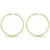 Clearance Gabriel & Co. 14K Yellow Gold French Pave 50mm Round Inside Out Diamond Hoop Earrings