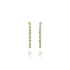 Discount Gabriel & Co. 14K Yellow Gold French Pave 30mm Round Inside Out Diamond Hoop Earrings
