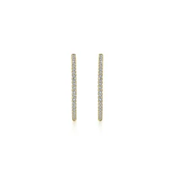 Discount Gabriel & Co. 14K Yellow Gold French Pave 30mm Round Inside Out Diamond Hoop Earrings