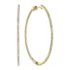Best Gabriel & Co. 14K Yellow Gold French Pave 50mm Round Inside Out Diamond Classic Hoop Earrings