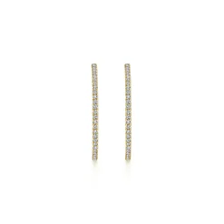 Best Gabriel & Co. 14K Yellow Gold French Pave 40mm Round Inside Out Diamond Hoop Earrings