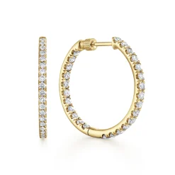 Clearance Gabriel & Co. 14K Yellow Gold French Pave 30mm Round Inside Out Diamond Hoop Earrings