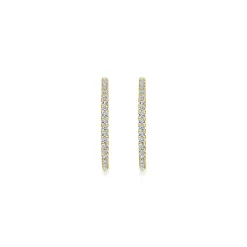 Clearance Gabriel & Co. 14K Yellow Gold French Pave 30mm Round Inside Out Diamond Hoop Earrings