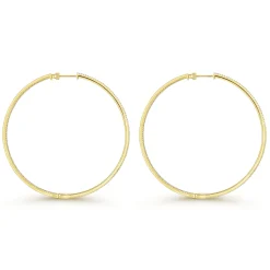 Online Gabriel & Co. 14K Yellow Gold French Pave 70mm Round Inside Out Diamond Classic Hoop Earrings